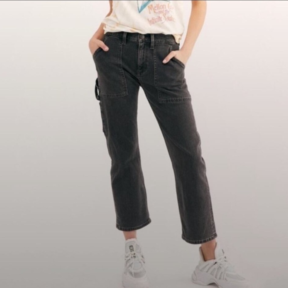 “WRANGLER” High Rise Crop Straight Carpenter Denim Jeans